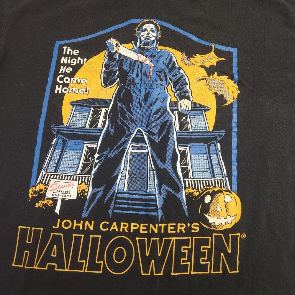 Halloween T-Shirt Women's L Black Michael Myers Horror Retro Style Steven Rhodes